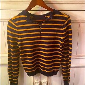 Vibrant blue and gold sweater with zip up!